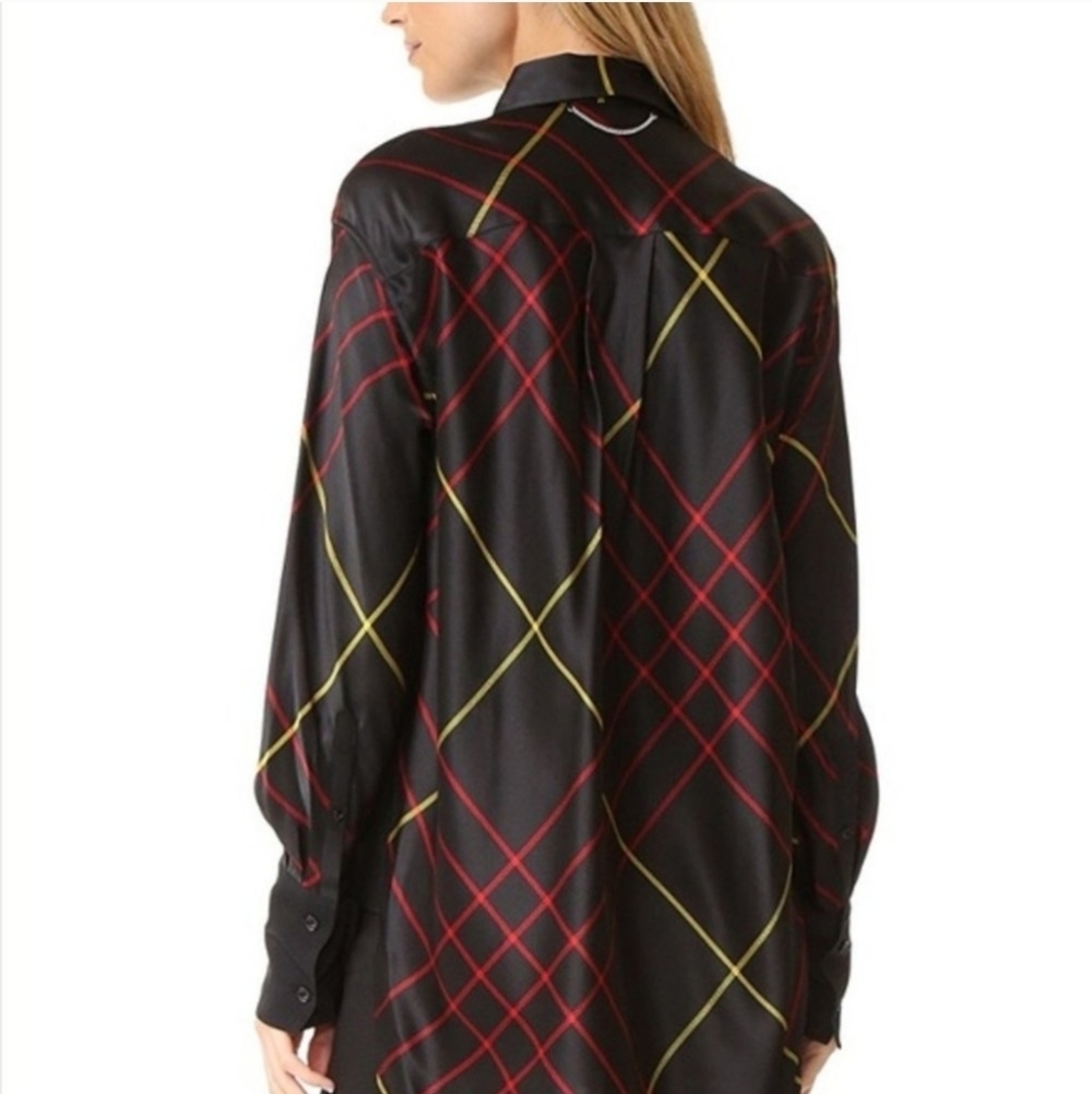 Rag & Bone Windowpane Edith Silk Blouse Dress Plaid Button Up - Picture 2 of 13